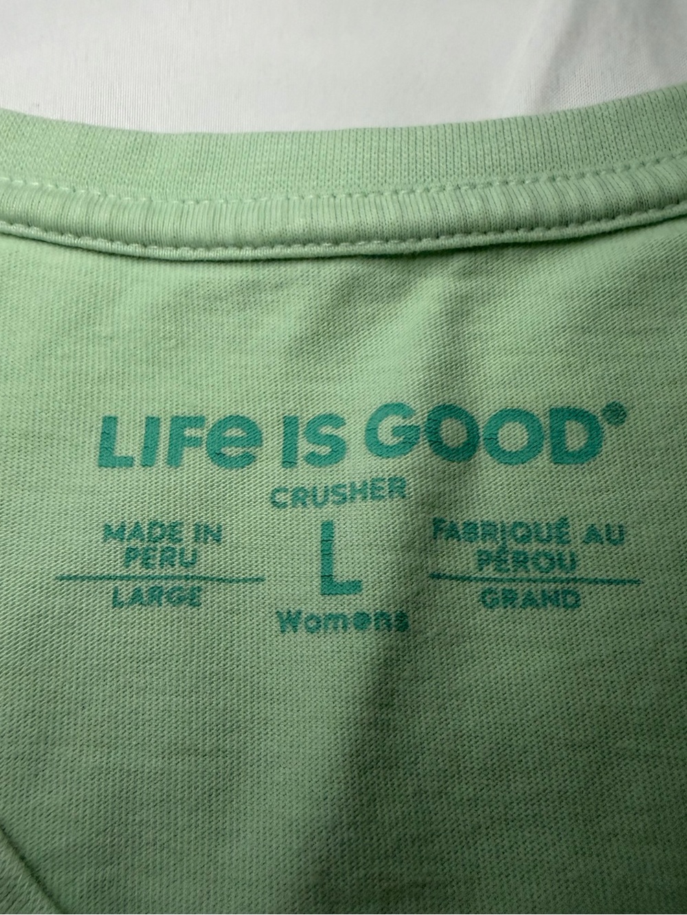 Life Is Good Mint Green V-Neck Tee with Heart Puppy Graphic - Picture 9 of 15
